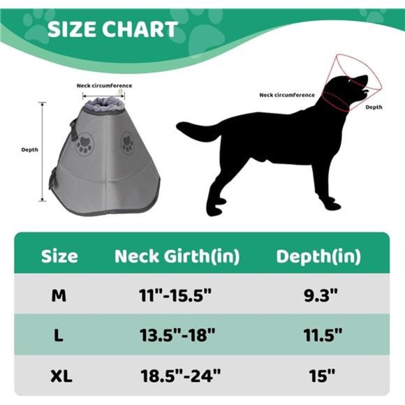Dog Cone for After Surgery, Soft Dog Cone, Adjustable Recovery Collar (M) - Picture 4 of 6